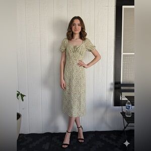 SHEIN Green Floral Midi Dress